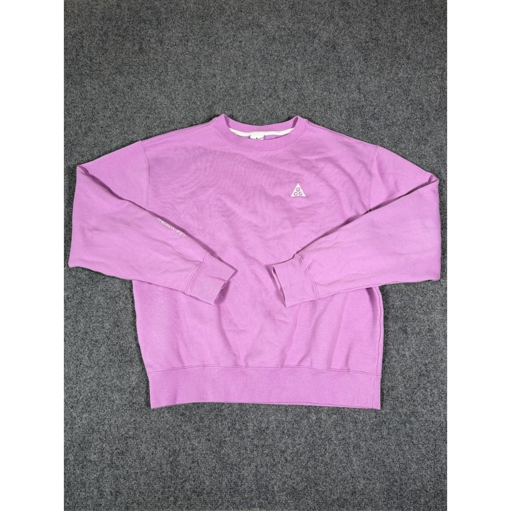 Nike ACG‎ Therma-Fit Fleece Crew Sweatshirt Mens Small Pink Pullover DX9611-532